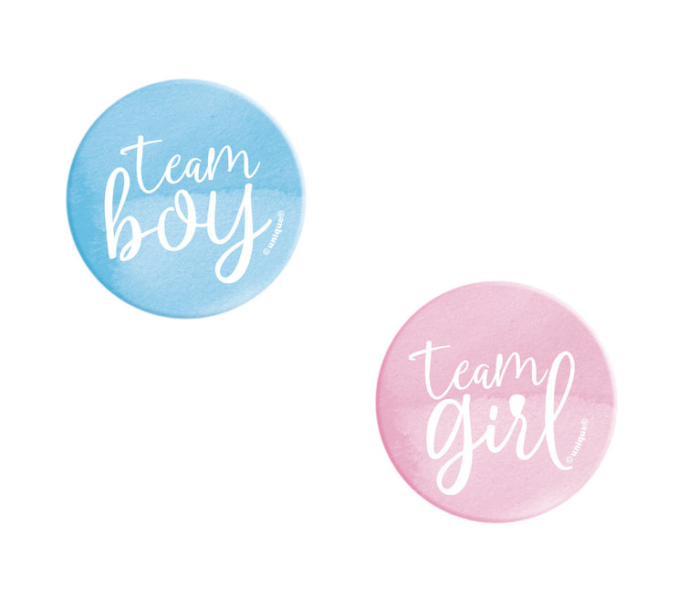 Boutons de révélation du sexe Team Boy et Team Girl 3cm 10pcs