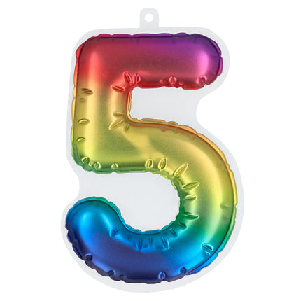 Rainbow 5 Year Stickers Foil Balloon 20cm