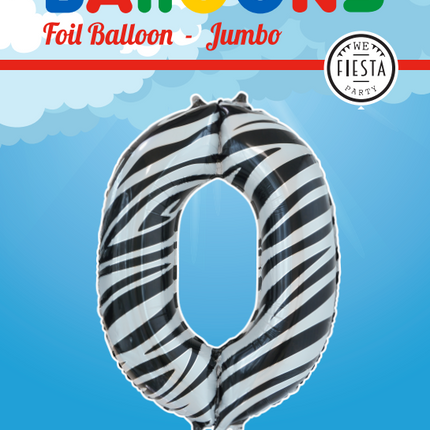 Ballon de baudruche Numéro 0 Zebra XL 86cm vide