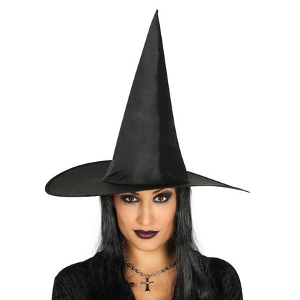 Chapeau de sorcière d'Halloween Cheveux Noirs