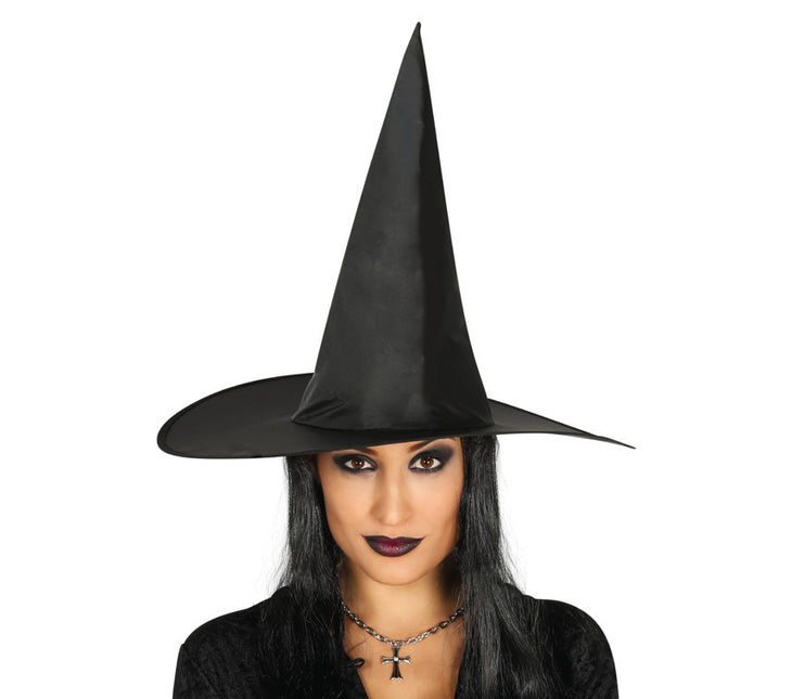 Chapeau de sorcière d'Halloween Cheveux Noirs