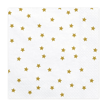 Serviettes blanches Étoiles d'or 33cm 20pcs