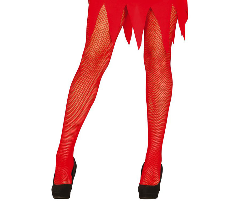 Collants d'Halloween en résille rouge