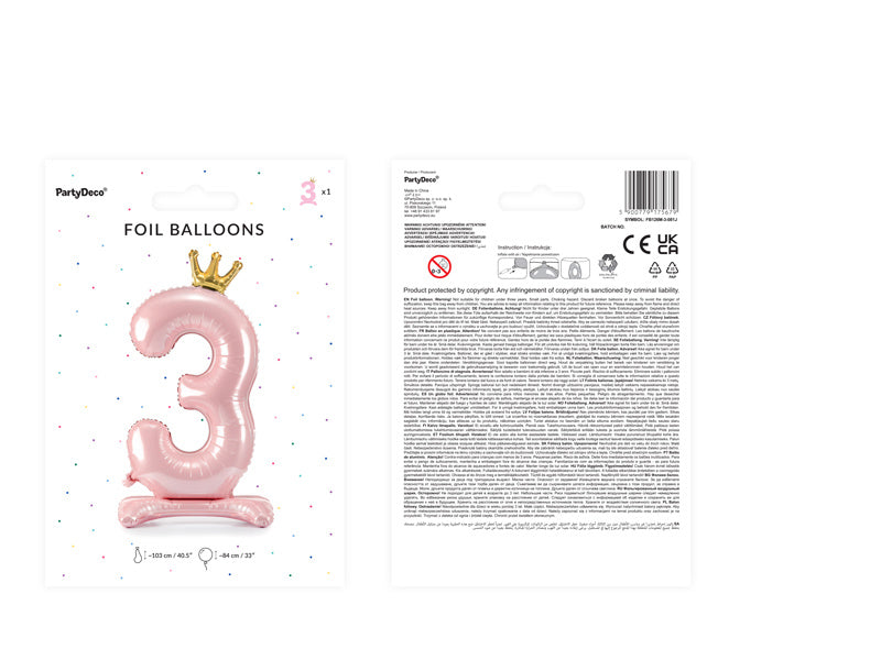 Ballon de baudruche Figure 3 Rose Clair Standard Vide 84cm