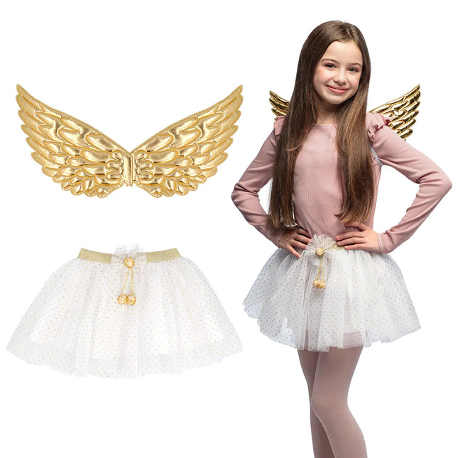 Set d'accessoires d'ange or blanc fille