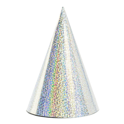 Chapeaux de fête argentés Holographiques 16cm 6pcs