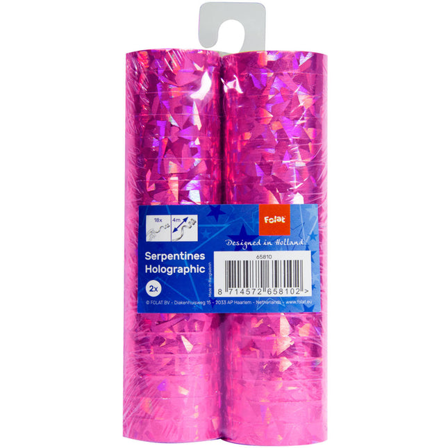 Fuchsia Serpentines Holographiques 4m 18 anneaux 2pcs