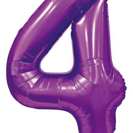 Ballon numéro violet 4 ans brillant 86cm