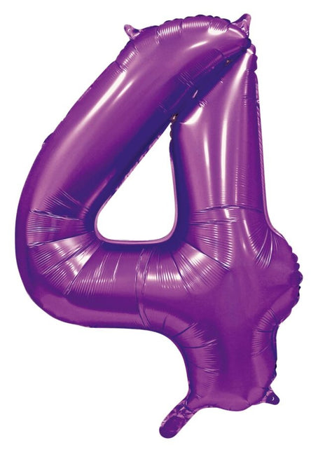 Ballon numéro violet 4 ans brillant 86cm