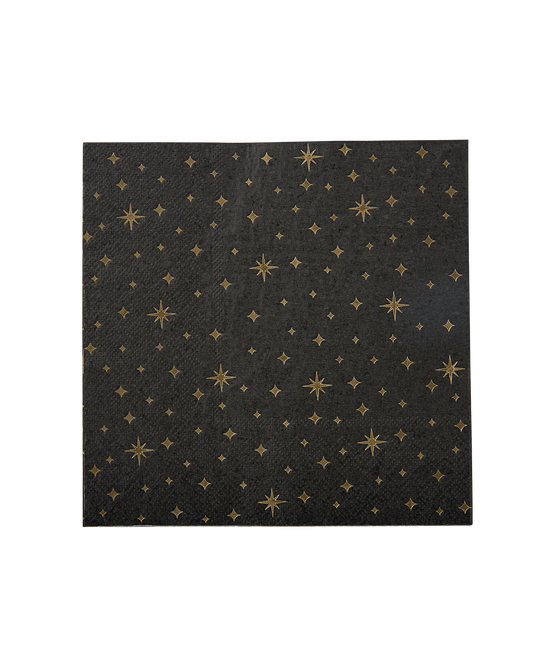 Serviettes de table Étoiles d'or Noir 17cm 16pcs