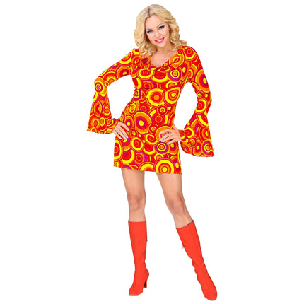 Robe Disco 70S Orange Dames