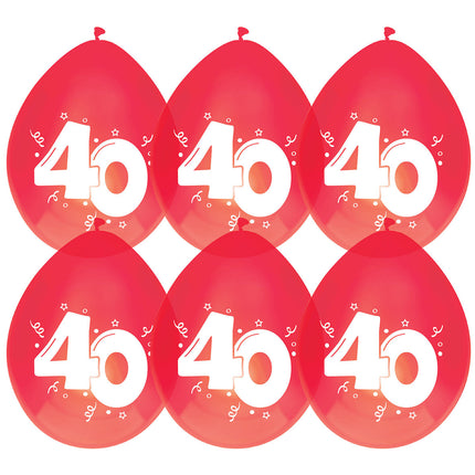 Ballons 40 ans Rouge 30cm 6pcs