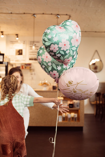 Ballon à l'hélium Coeur Fleurs Vide 45cm