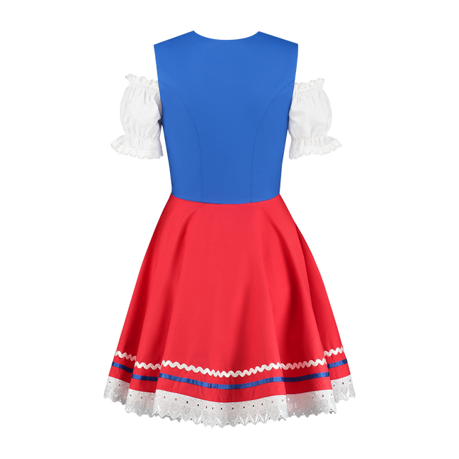 Robe Dirndl Oktoberfest Rouge Bleu Dames 2 Pièces