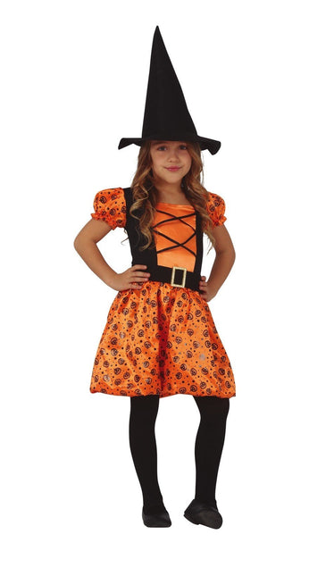 Costume d'Halloween Fille Sorcière Citrouille