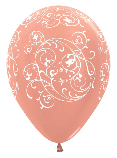 Ballons Filigree Metallic Rose Gold 30cm 25pcs