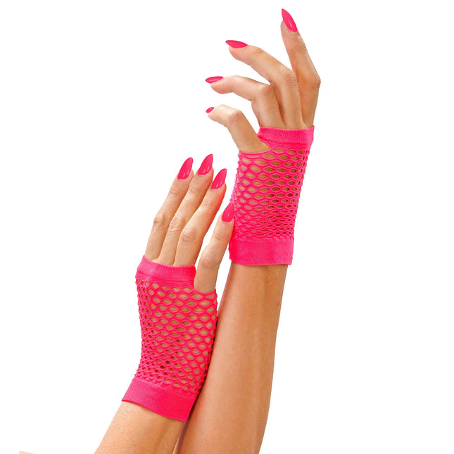 Gants rose fluo Short sans doigts