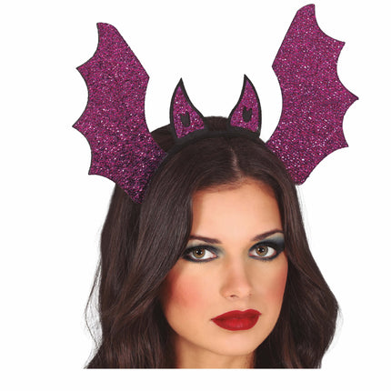 Bandeau d'Halloween violet Chauve-souris