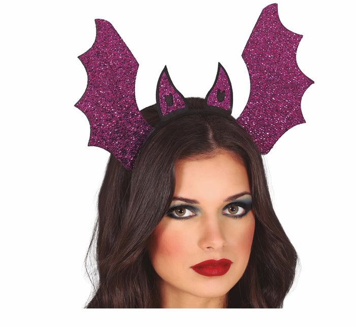 Bandeau d'Halloween violet Chauve-souris