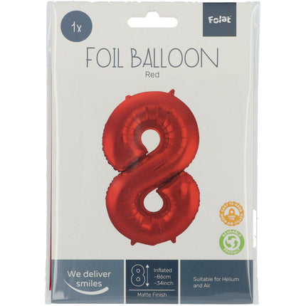 Ballon de baudruche Figure 8 Rouge mat XL 86cm vide