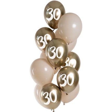 Ballons dorés 30 ans chromés 33cm 12pcs