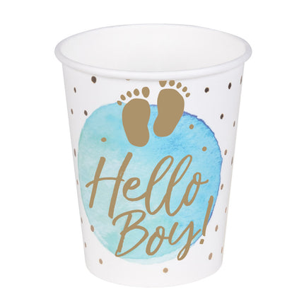 Coupes de naissance Hello Boy en papier 210ml 10pcs