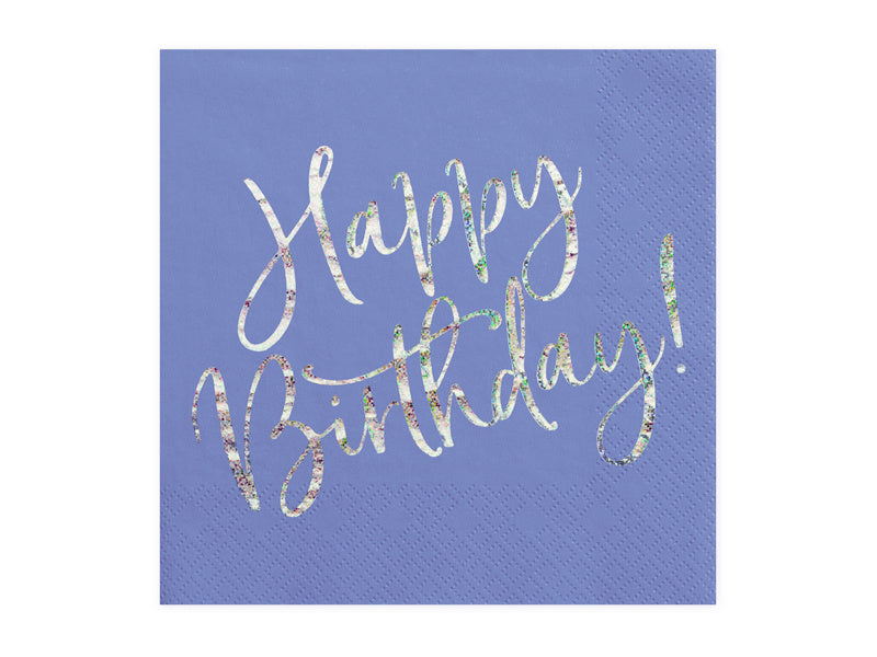 Serviettes de table Happy Birthday Bleu 33cm 20pcs