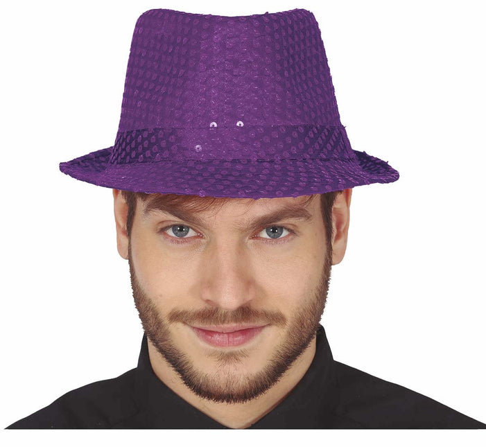 Chapeau violet pailleté