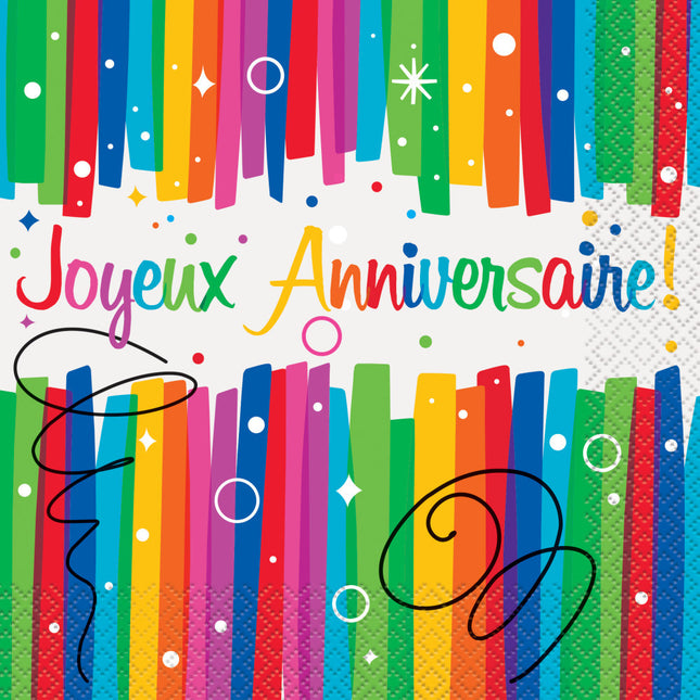 Serviettes Joyeux Anniversaire 33cm 16pcs