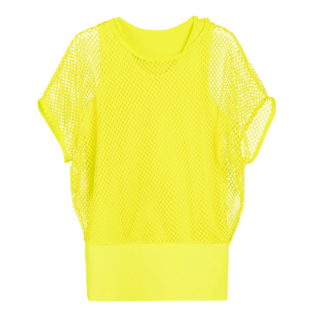 Chemise en résille Jaune Dames M/L