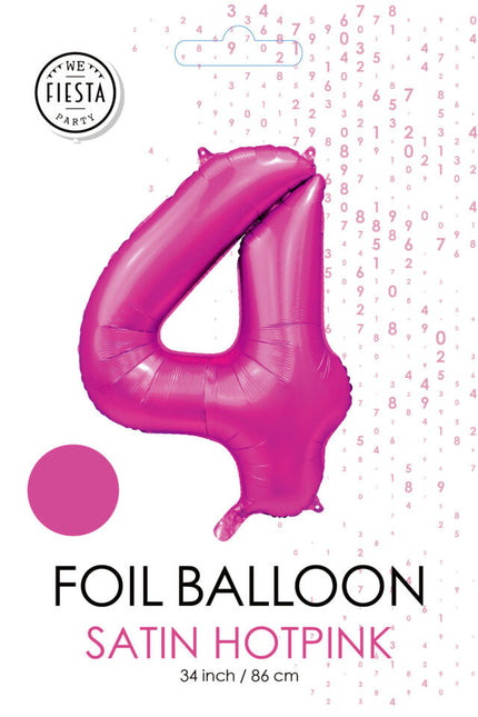 Ballon numéro Fuchsia 4 ans brillant 86cm