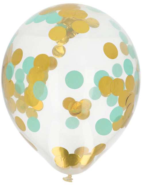 Ballon Confetti Bleu Or 30cm 4pcs