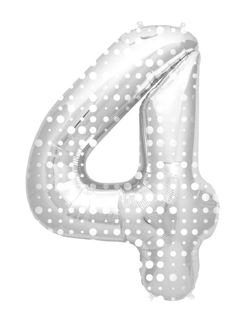 Ballon de baudruche Figure 4 Silver Dots XL 86cm vide