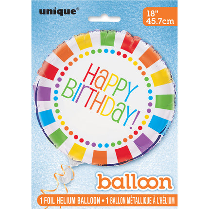 Ballon à l'hélium Happy Birthday Roue de prix 45cm vide