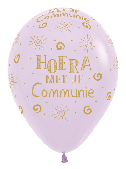 Ballons Hourra Avec Ta Communion Pastel Mat Lilas 30cm 25pcs