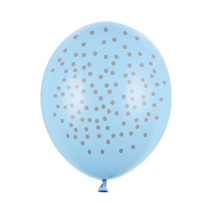 Ballons de baudruche bleus à pois gris 30cm 6pcs