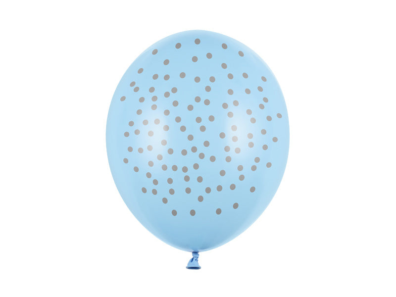 Ballons de baudruche bleus à pois gris 30cm 6pcs