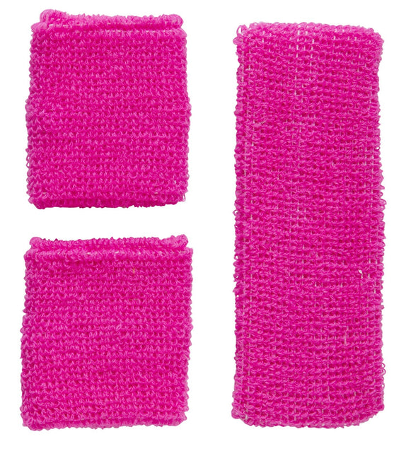 Sweatbands rose fluo 2 pièces