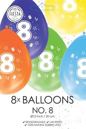 Ballons colorés 8 ans 30cm 8pcs