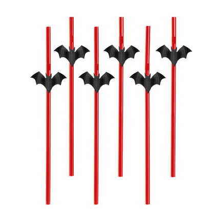 Pailles d'Halloween Chauve-souris 24cm 6pcs