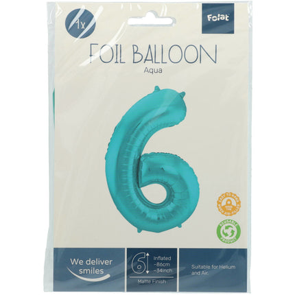 Ballon de baudruche Figure 6 Vert menthe pastel XL 86cm vide