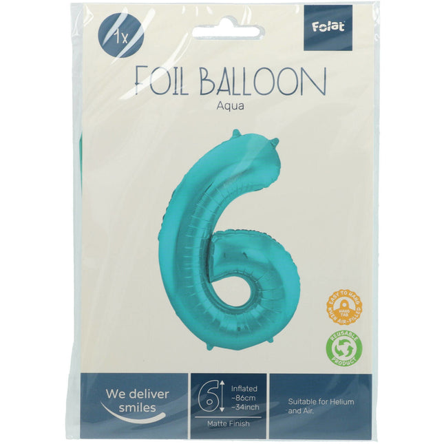 Ballon de baudruche Figure 6 Vert menthe pastel XL 86cm vide