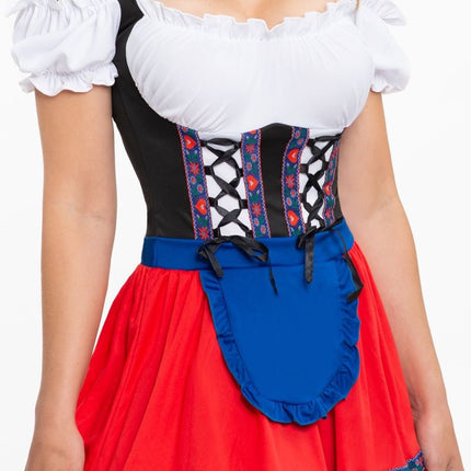 Robe Dirndl Tablier Rouge Bleu Oktoberfest