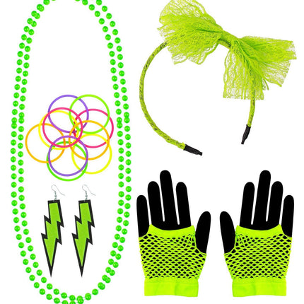 Neon 80S Set d'accessoires vert 5 pièces