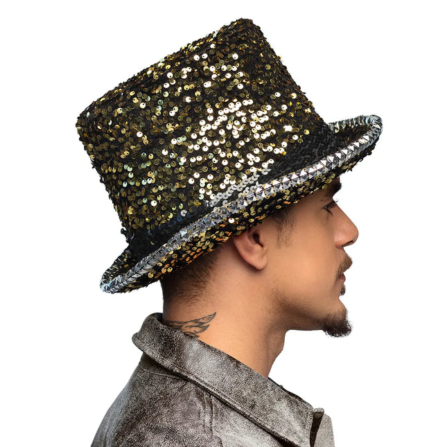 Chapeau doré argenté paillettes