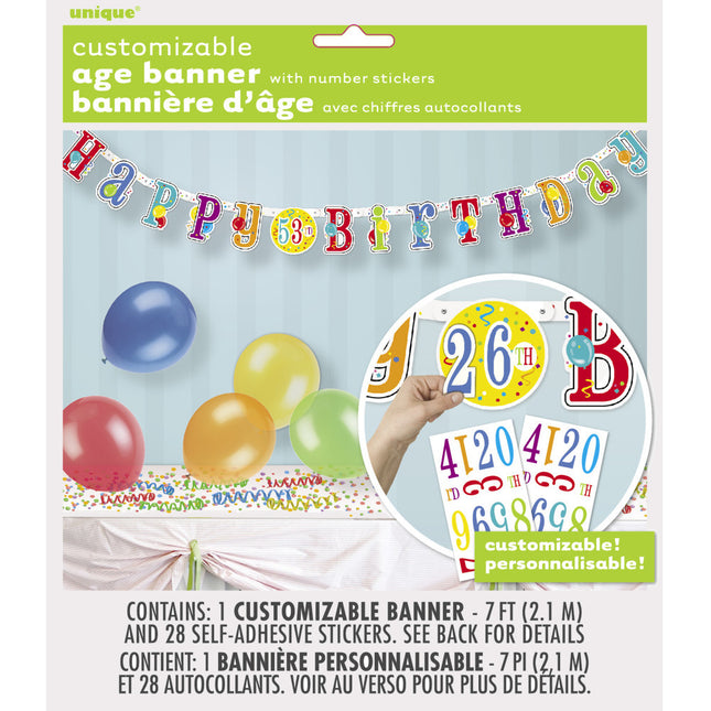 Lettre ficelle Happy Birthday personnalisable 2.1m