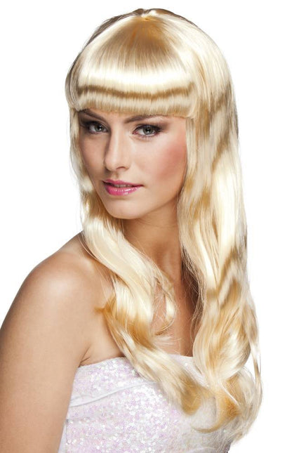 Perruque cheveux longs blonds