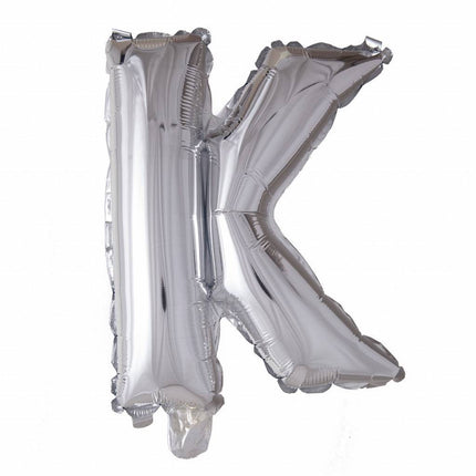 Ballon de baudruche Lettre K Argent 41cm avec paille