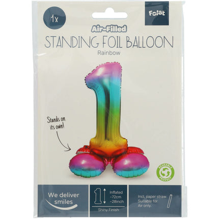 Ballon de baudruche Figure 1 Arc-en-ciel avec support 72cm