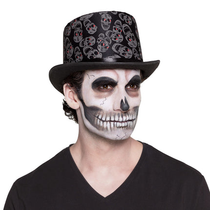 Chapeau d'Halloween Crânes Noirs